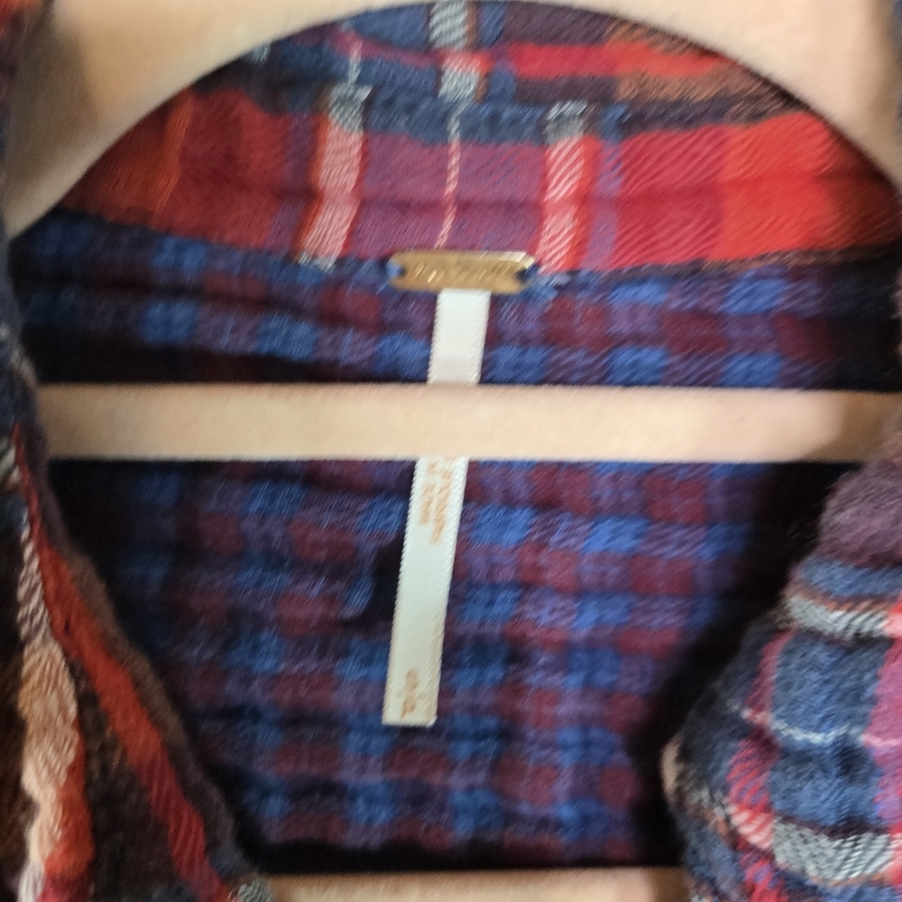 Free People One Of The Guys Plaid Double Gauze Textured Button Down Shirt - Picture 7 of 10